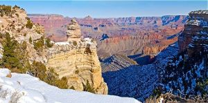 grand canyon nps national park snow desert winter sunrise blue sky roadtrip adventure