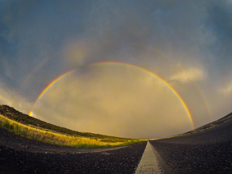 road rainbow highway prairie vast open range wyoming montana