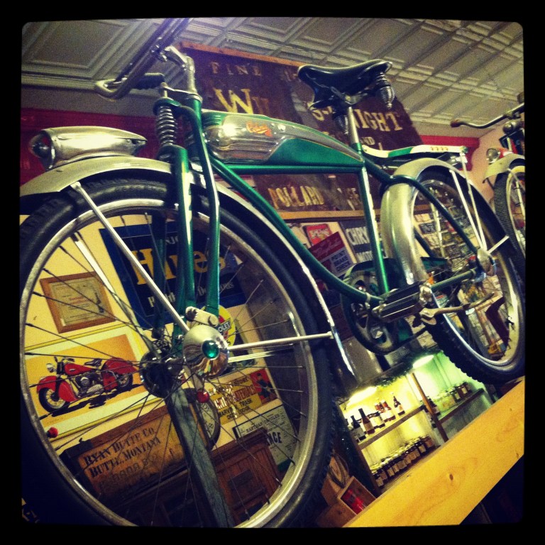 Antique bike gives the Red Lodge Candy Emporium some ambiance. Red Lodge, MT